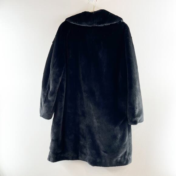 Adrienne Landau Button Up Lined Faux Fur Coat Jacket Black XL - Picture 4 of 5